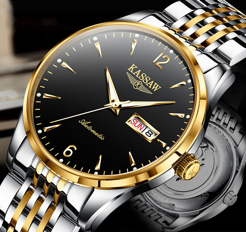 Đồng hồ đôi chính hãng KASSAW K876-7 chống nước,chống xước,kính sapphire ,Dây kim loại thép không gỉ 316L ,hàng mới 100% ,Đồng hồ cơ ,Thiết kế đơn giản và sang trọng
