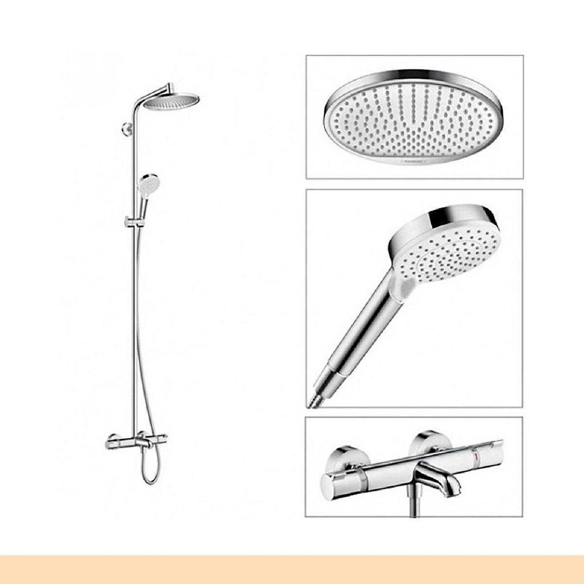 [MADE IN GERMANY]Bộ Sen Vòi Hansgrohe 27320000 Crometta S 240, Chất Liệu Thép Không Gỉ Cao Cấp, Sang Trọng