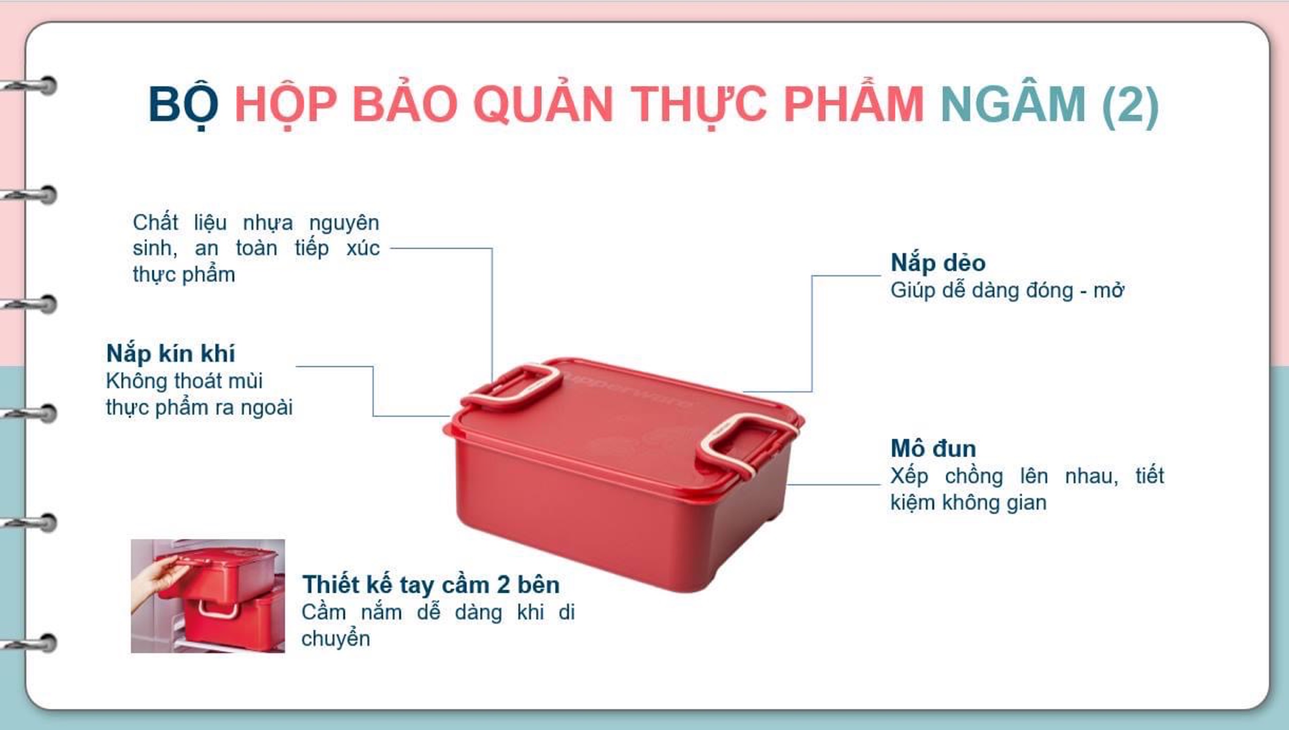 Bộ 2 Hộp bảo quản thực phẩm, ngâm, muối dưa, kim chi 5,5L-6,9L