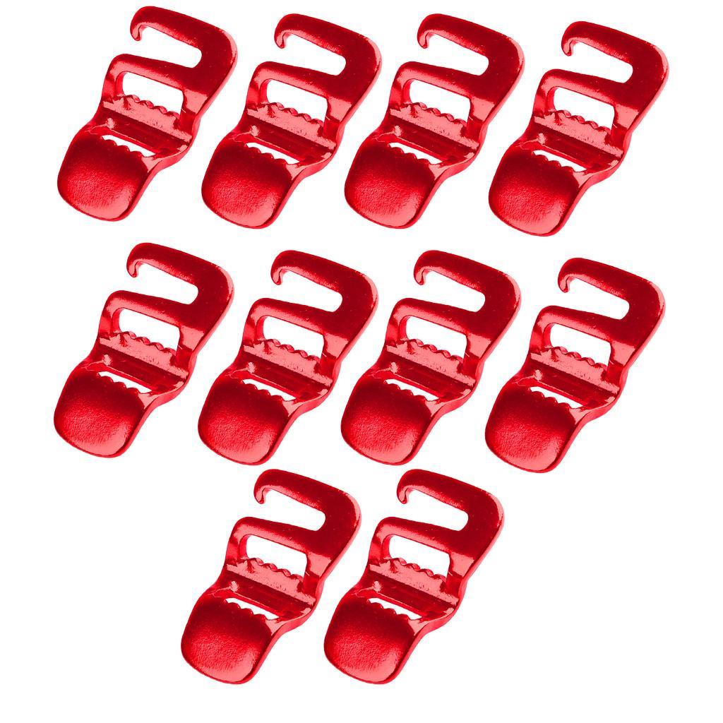 10Pcs Sturdy Hook Webbing Quick Release Buckle for Backpack Bag S Red