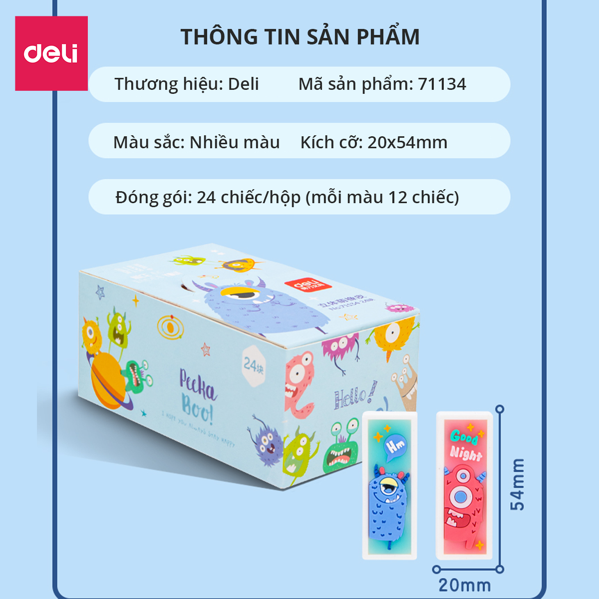 Gôm tẩy họa tiết quái vật nhỏ siêu to Deli - Mềm dẻo, chắc chắn và hạn chế để lại vụn tẩy - 71134