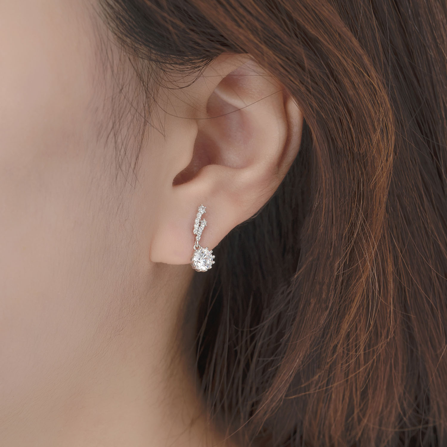 Bông Tai Nữ Vàng 14K Rơi Họa Tiết Đơn Giản Đính Đá CZ Cao Cấp Lấp Lánh BTPTB316 Huy Thanh Jewelry