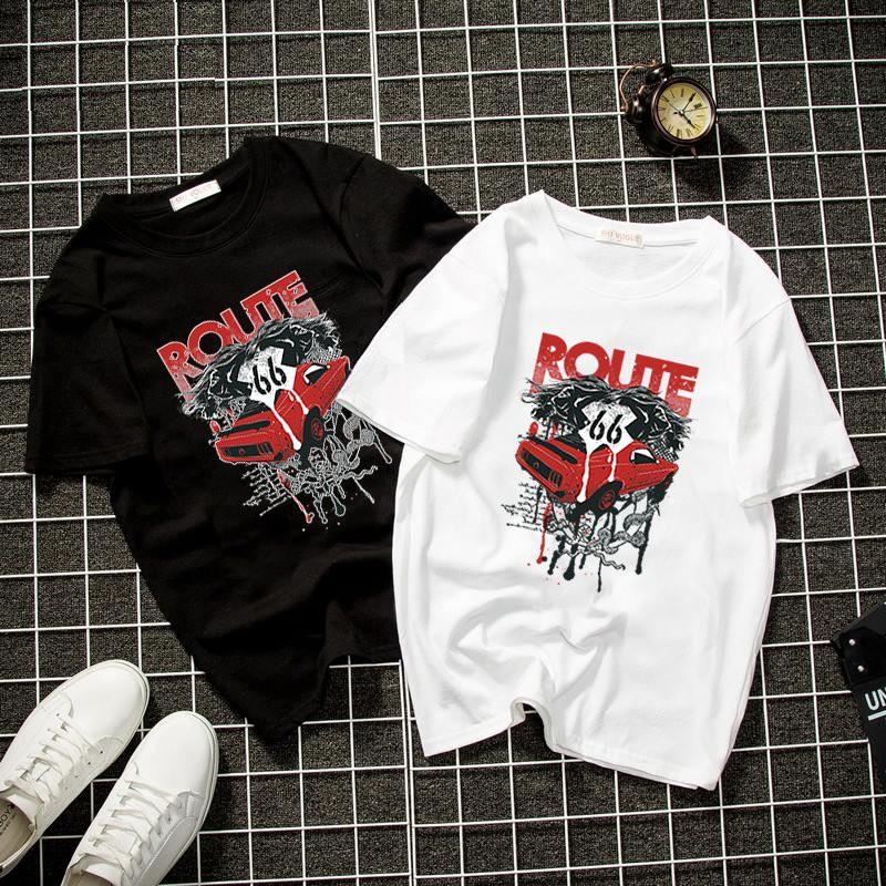 Áo thun unisex form rộng họa tiết cá tính vải dày mịn 2019T1428