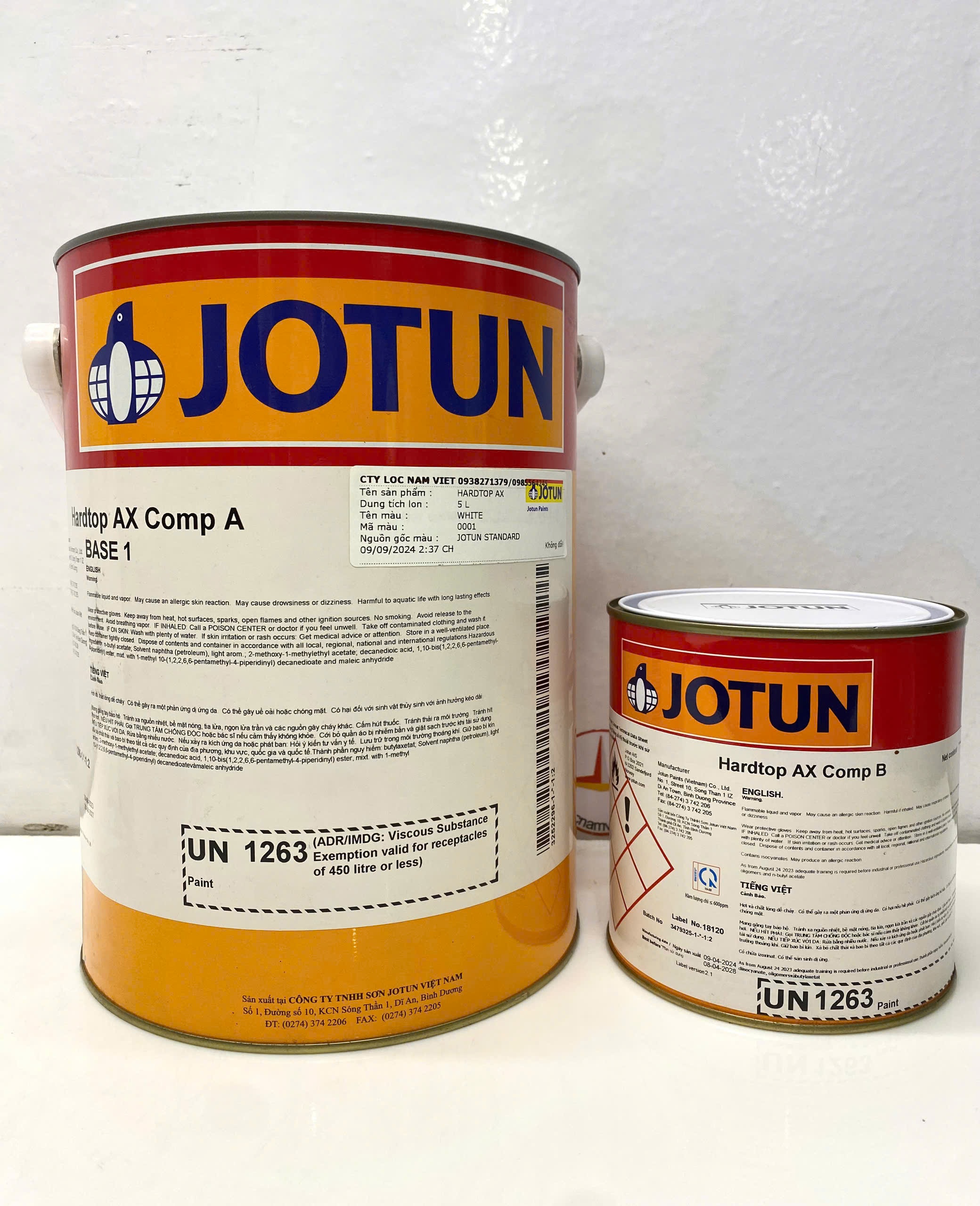 Sơn hai thành phần Jotun Hardtop AX Base 1 màu trắng 0001 _ 5L/bộ