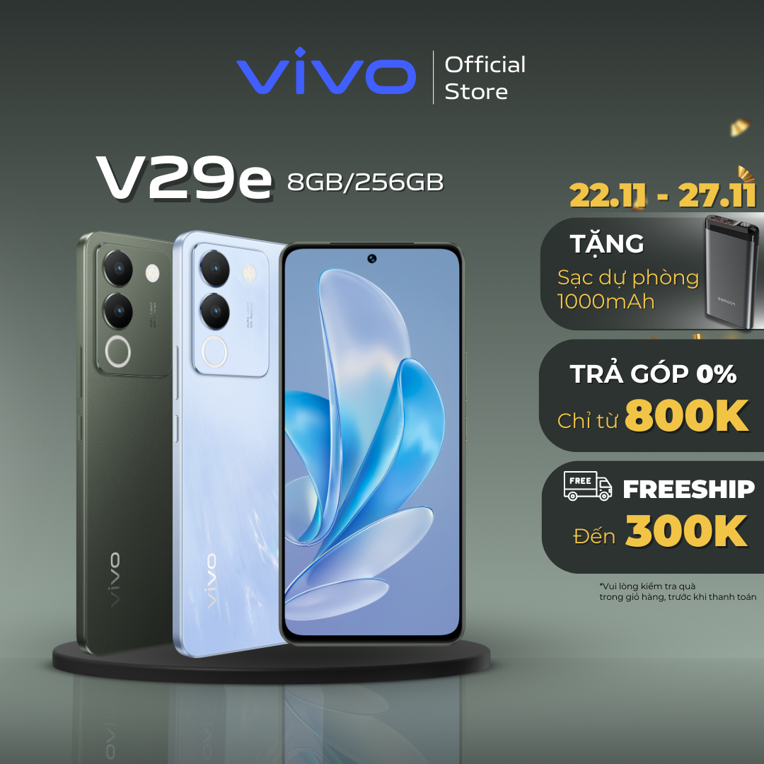 [Mới] Điện thoại vivo V29e 5G (8GB/256GB) - Hàng Chính Hãng - Camera Selfie 50 MP - Vòng Sáng Aura 2.0 - Màn hình AMOLED 6.67"