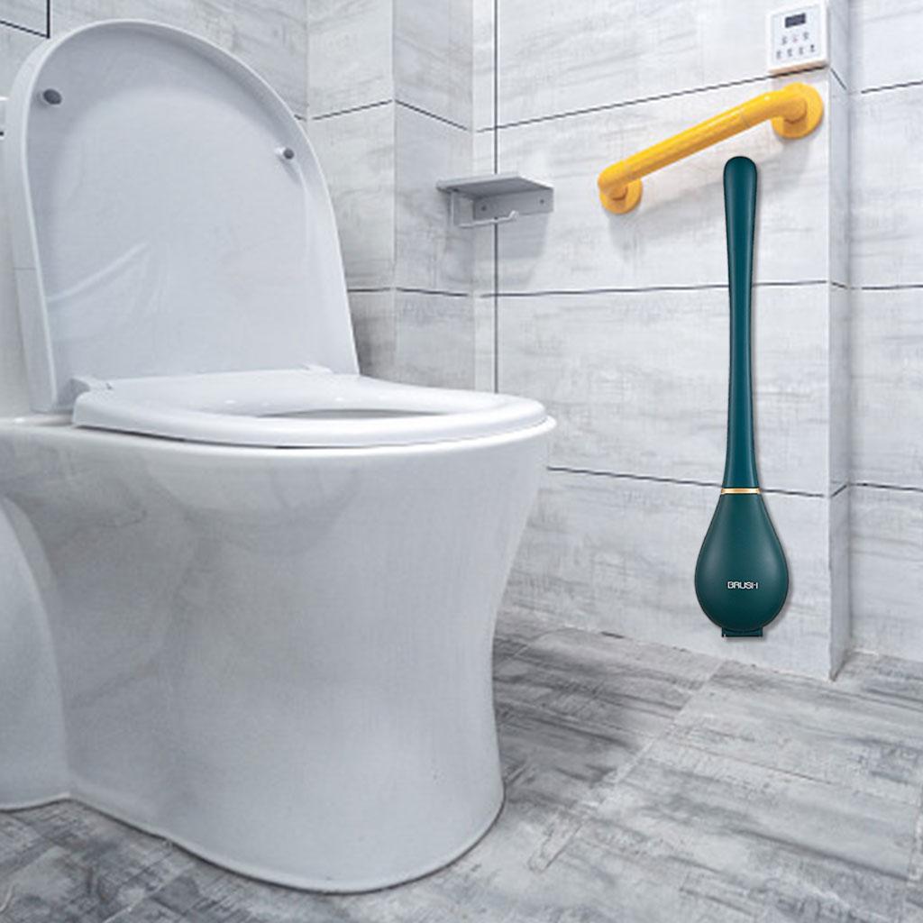 Silicone Toilet Brush with Holder Wall Mounted Cleaning Bathroom Brushes Set
