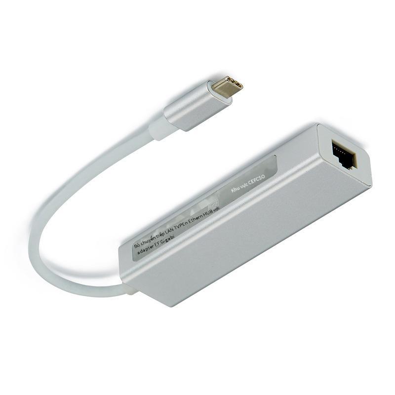 Giao hàng nhanh Type-C sang USB3.0 card mạng có dây Gigabit không cần ổ đĩa Bộ chuyển đổi cáp mạng máy tính xách tay HUB hợp kim nhôm