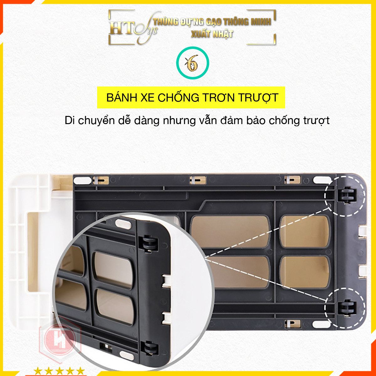 Thùng đựng gạo thông minh 12KG xuất Nhật - HT SYS -Chống côn trùng - Chống ẩm mốc - Chất lượng chuẩn Nhật