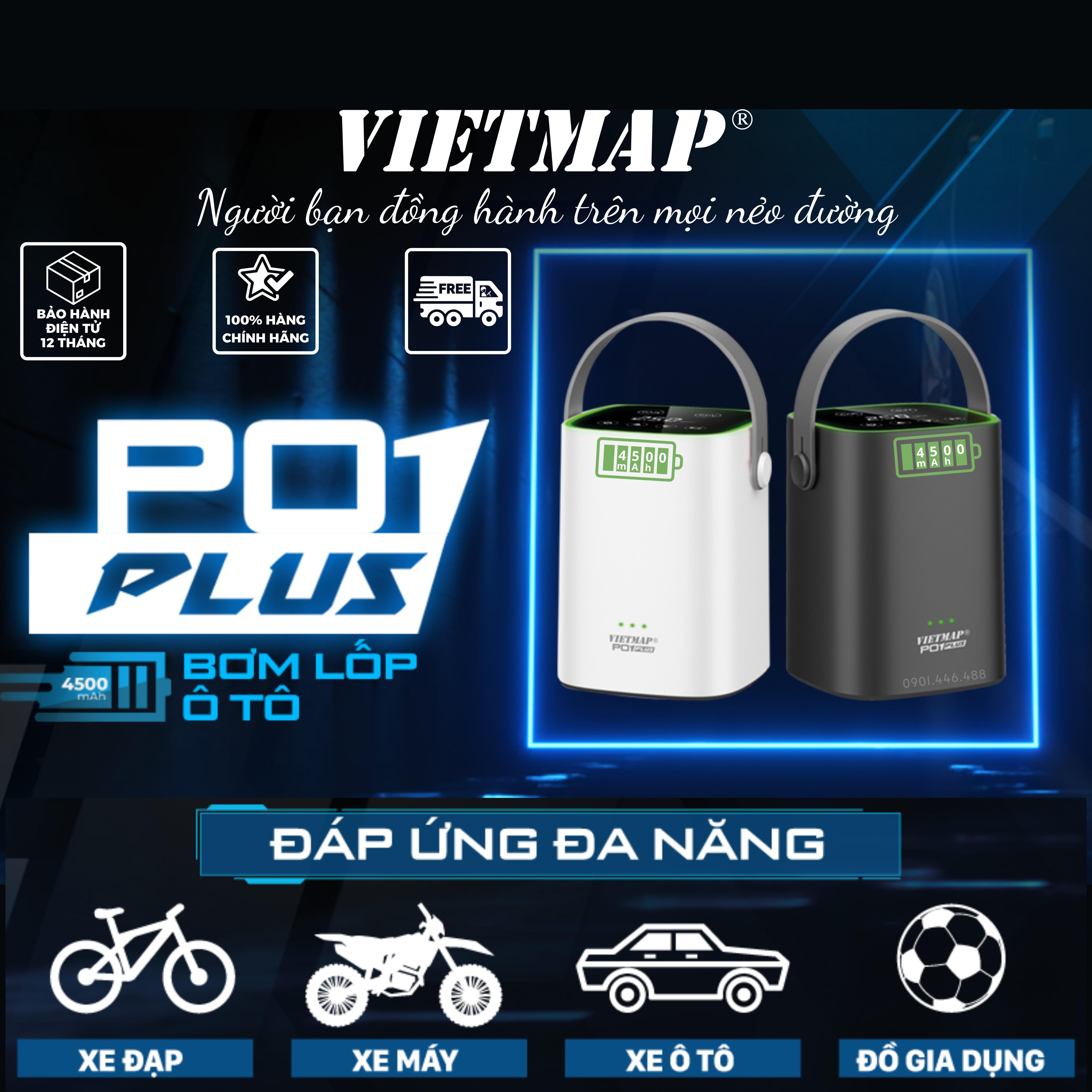 VIETMAP P01 Plus - Bơm Lốp Điện Tử Thông Minh Pin 4500mAh - HÀNG CHÍNH HÃNG