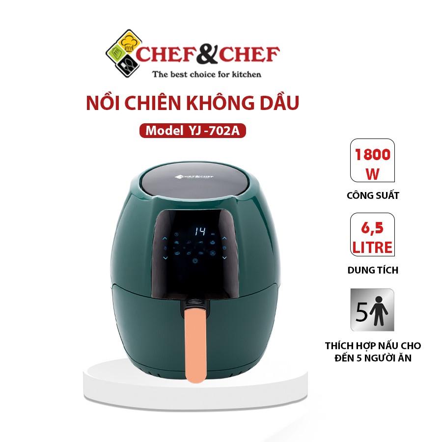 Nồi chiên không dầu CHEF&amp;CHEF 6.5L điện tử (YJ 702A) có thể điều chỉnh với bảng điều khiển được setup sẵn các chức năng-Hàng chính hãng