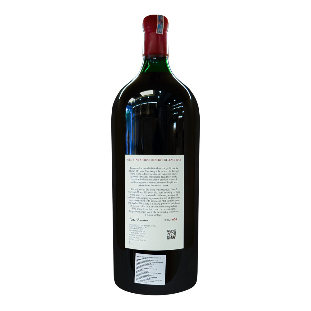 Rượu Vang Đỏ Cape Barren Old Vine Reserve McLaren Vale Shiraz 6L 15.2% - Úc - Hàng Chính Hãng