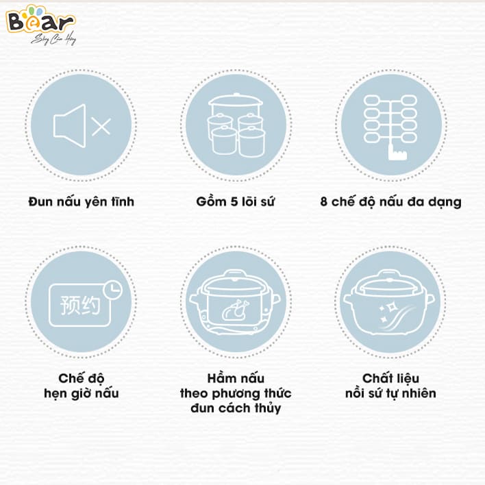 Nồi Nấu Chậm 2.5L Bear DDZ-C25E1 – Hàng quốc tế chính hãng