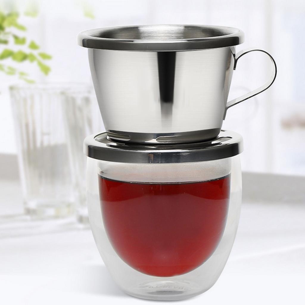 Coffee Dripper Drip Brewing Pot Coffee Filter Brew Coffee Pot Percolators Hot & Cold Coffee Maker Stainless Steel