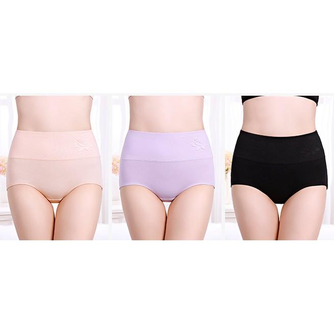 Quần Lót Nữ Cotton kháng Khuẩn Cạp Cao Hoa Nổi Xuất Hàn Hàng Loại Đẹp.