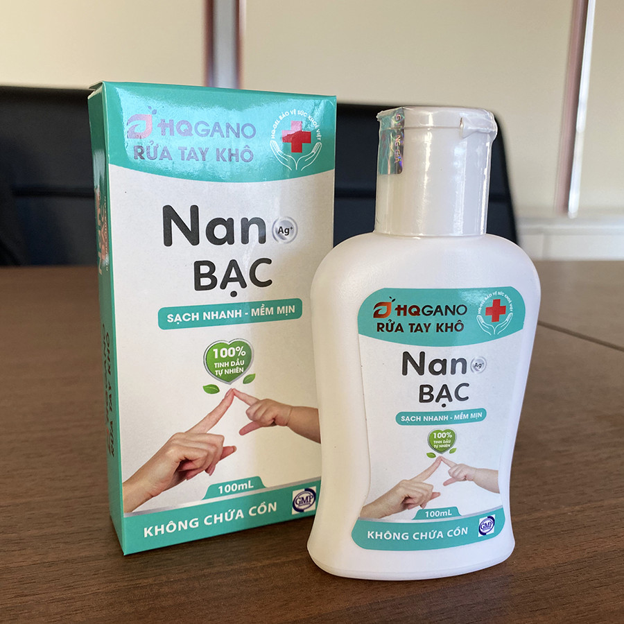 Nước Rửa Tay Khô Nano Bạc Không Chứa Cồn HQGANO - 100ml