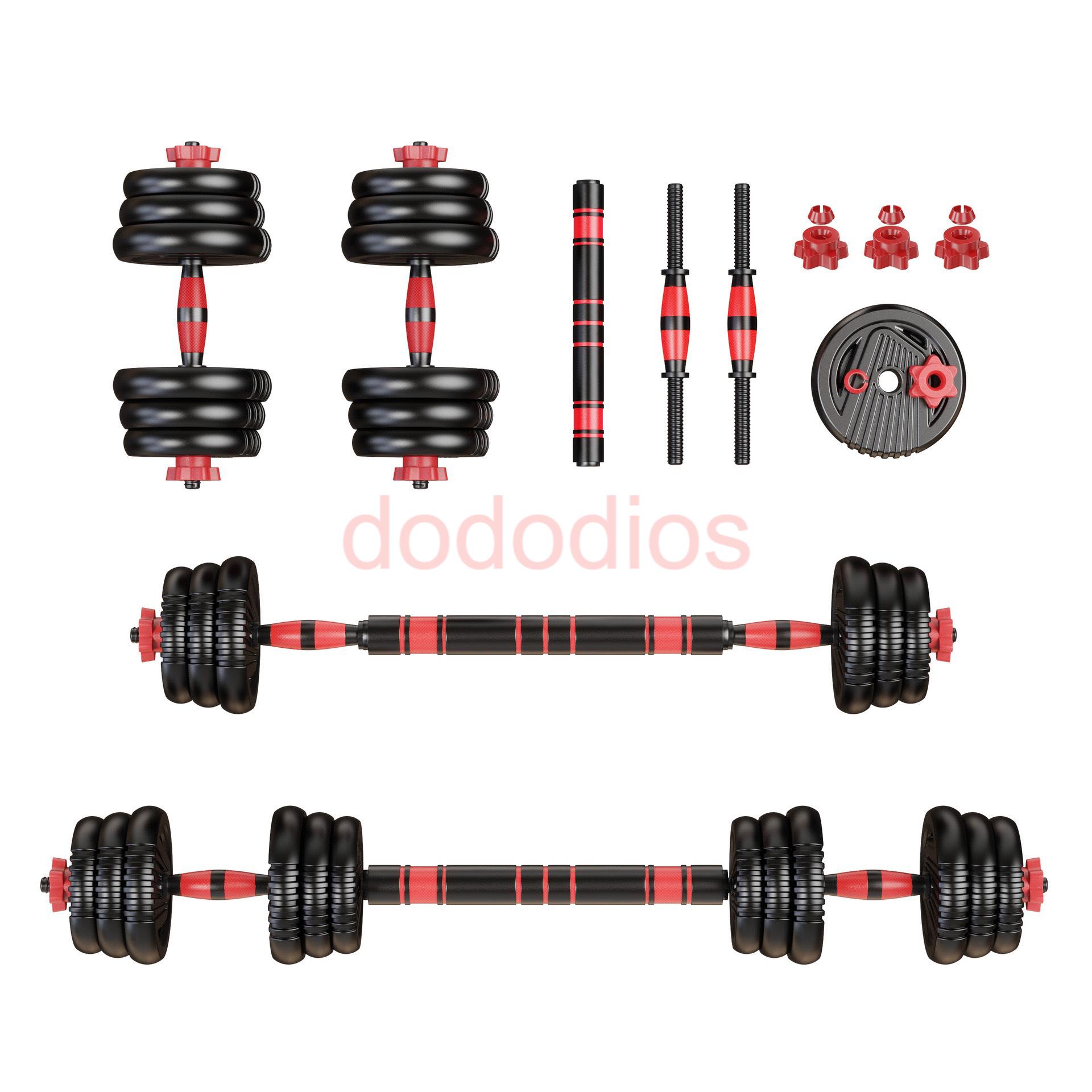 Tạ tay điều chỉnh dododios Bộ tạ miếng kết hợp đòn đẩy 4 trong 1, 10kg 20kg tập gym tại nhà có thể trọng lượng