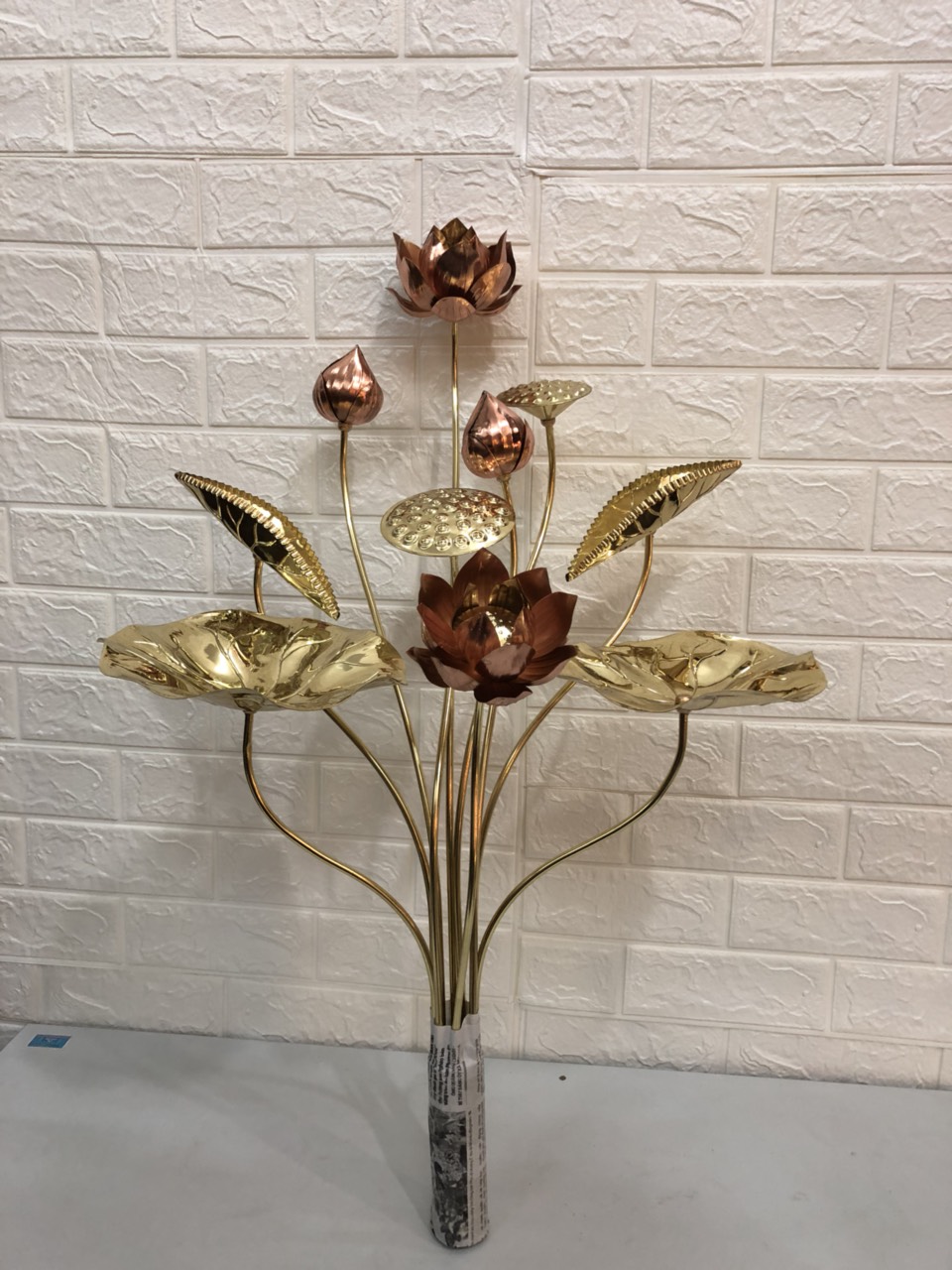 đồ thờ cúng bằng đồng  ( hoa sen hồng bằng đồng) hoa to m878