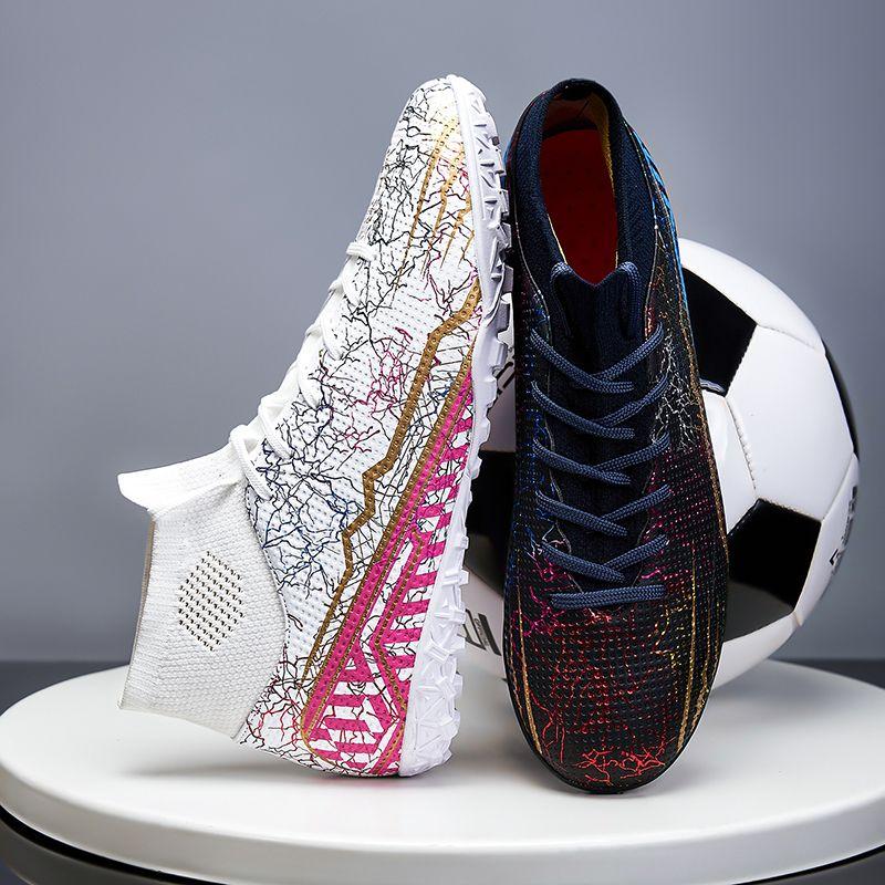LSYAAAAA thiếu niên Qatar Uyên Ương giày bóng đá cho nam giới người lớn cao băng chống trượt móng tay dài hấp thụ sốc nghiền móng tay trò chơi đào tạo giày cho nữ