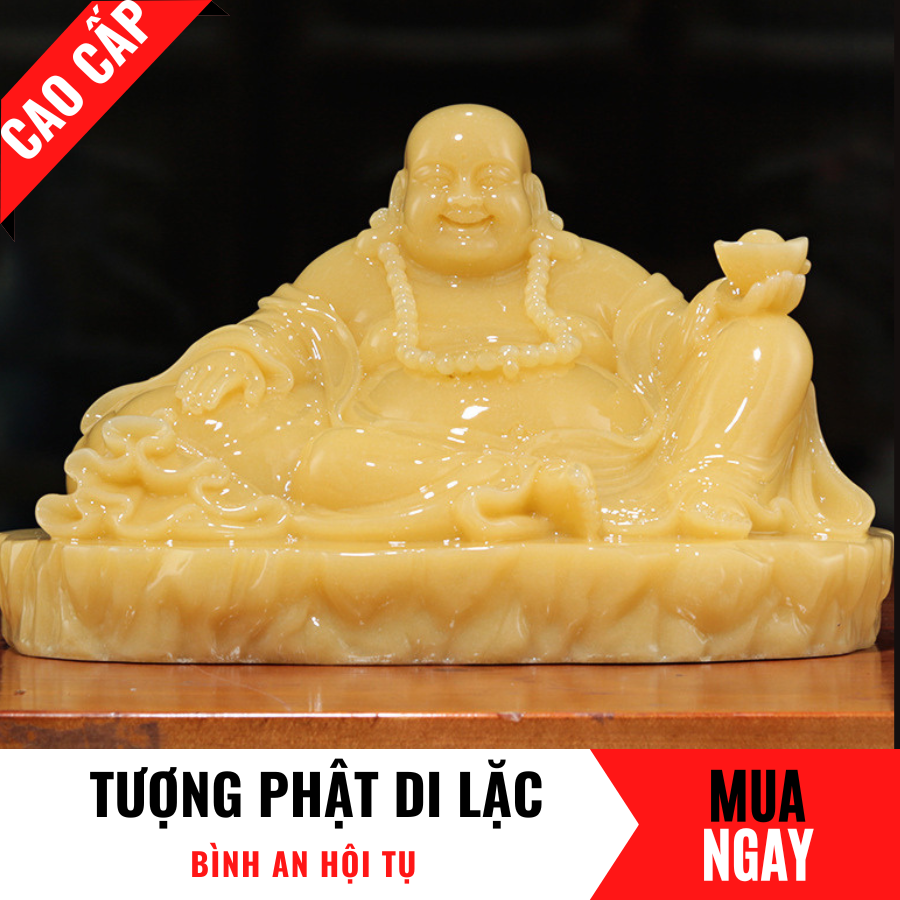 Tượng Phật Di Lặc Ngồi Trang Trí Phong Thủy Bằng Đá Băng Ngọc Cao 19cm