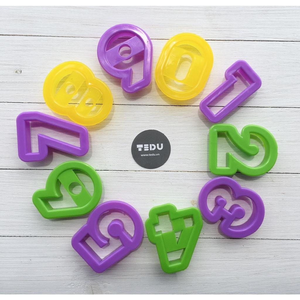 BỘ 10 KHUÔN ẤN SỐ ĐẾM chơi kèm bột nặn đất nặn an toàn TEDU
