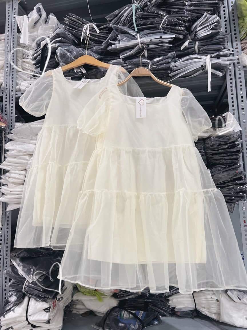 Váy trắng nữ vải đũi tơ