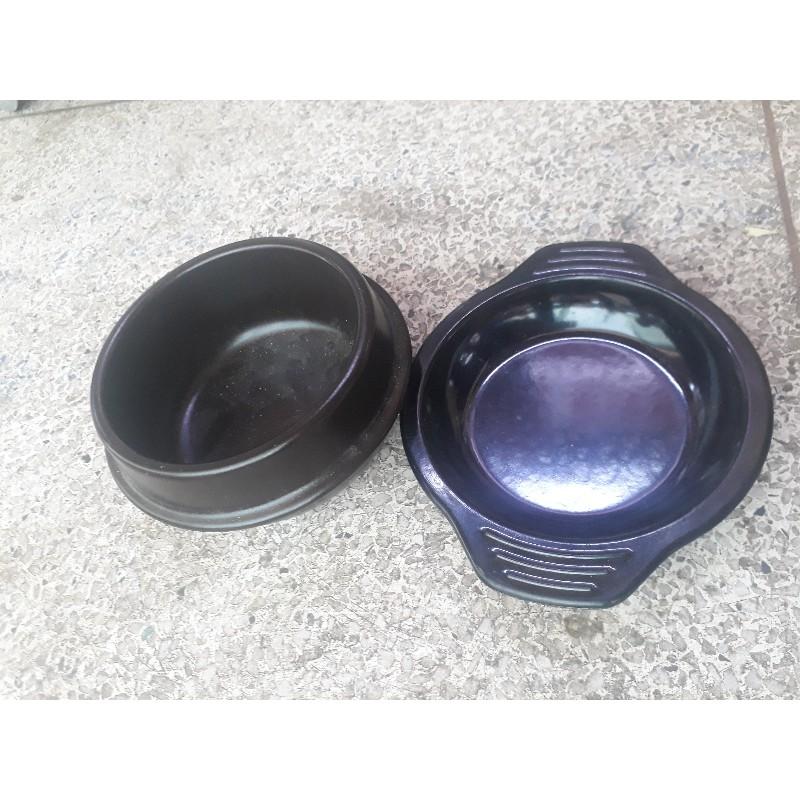 Thố sứ nâu Tráng men KÈM ĐẾ dùng làm cơm trộn , nấu cháo , mì cay kiểu Hàn Quốc nhiều size
