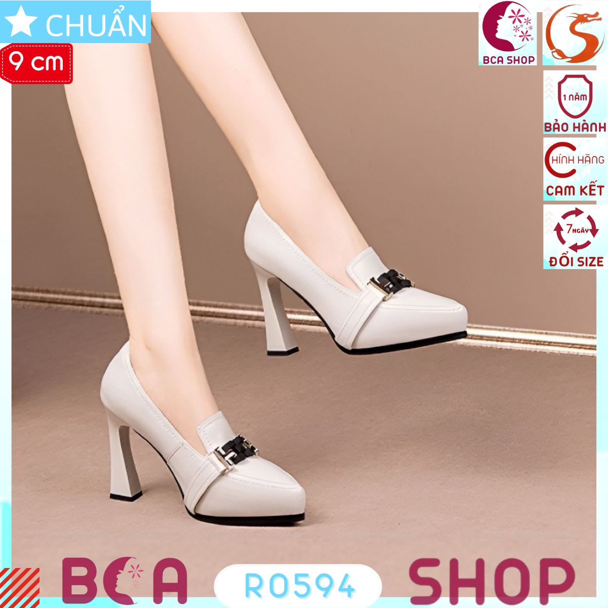 Giày đế đúp nữ cao gót 9 phân RO594 ROSATA tại BCASHOP kiểu dáng công sở tôn dáng và thời trang, thể hiện đẳng cấp