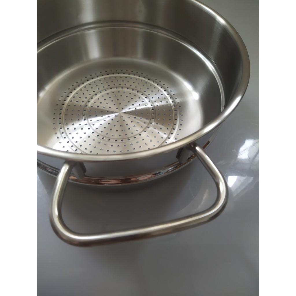 Nồi Xửng Hấp Inox 3 đáy Zebra Thái Lan sử dụng bếp từ đa năng có xửng hấp 24cm 6,2 lít 163640