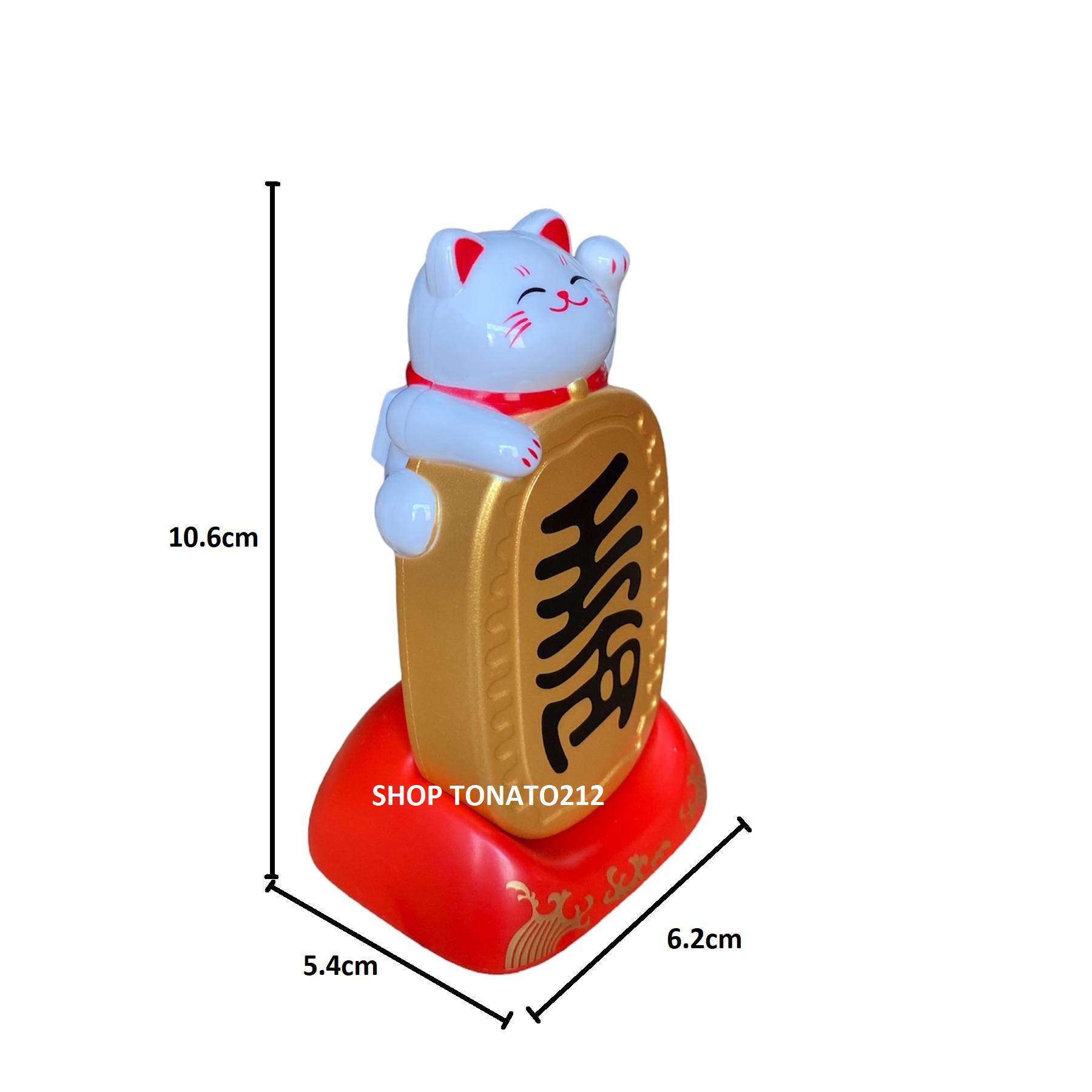 MÈO THẦN TÀI, MÈO MAY MẮN MANEKI NEKO 23062A CAO 10.6CM
