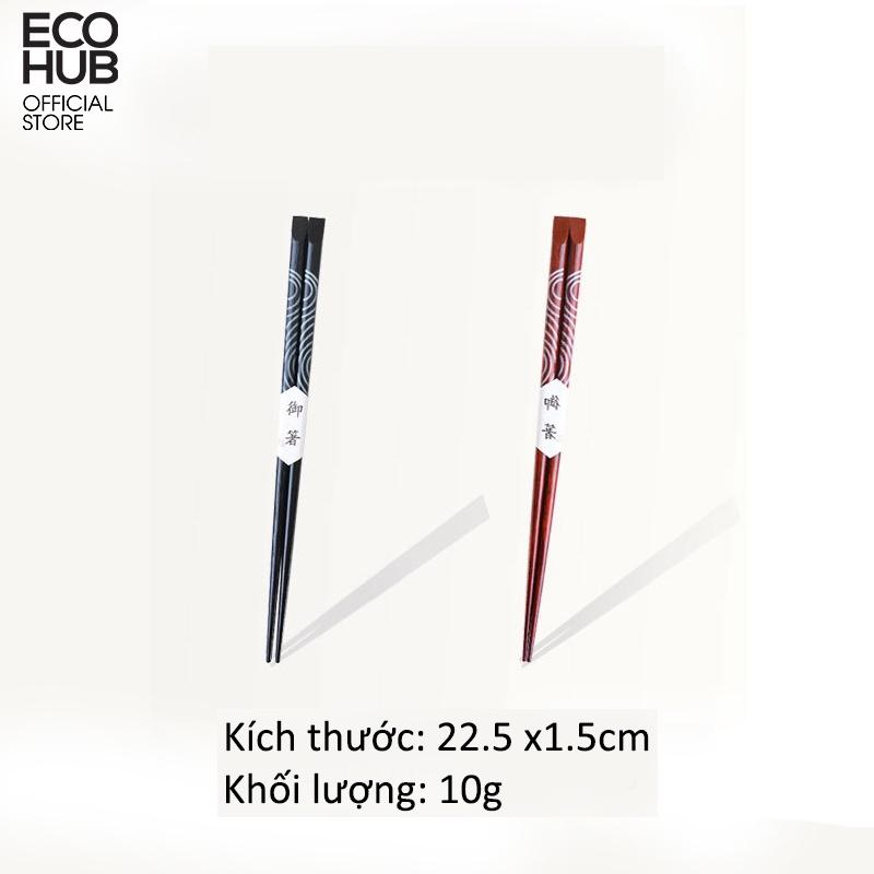 Đũa gỗ lim ECOHUB họa tiết phong cách Nhật Bản 22.5cm (Wooden Chopsticks) E00317