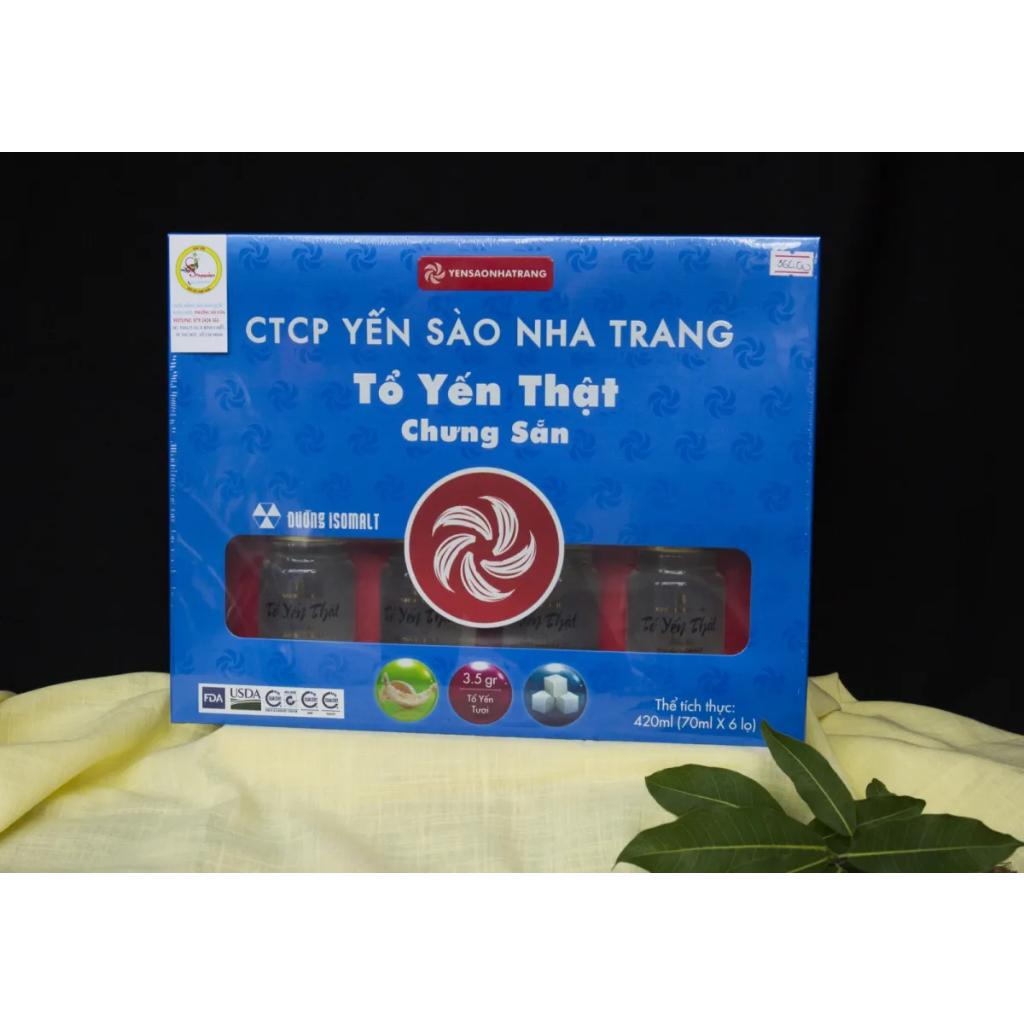 (Yến sào nha trang)hộp quà Combo 6 Tổ Yến Thật Chưng Sẵn –Đường Isomalt(70ml *6 Lọ)tổ yến 3.5g