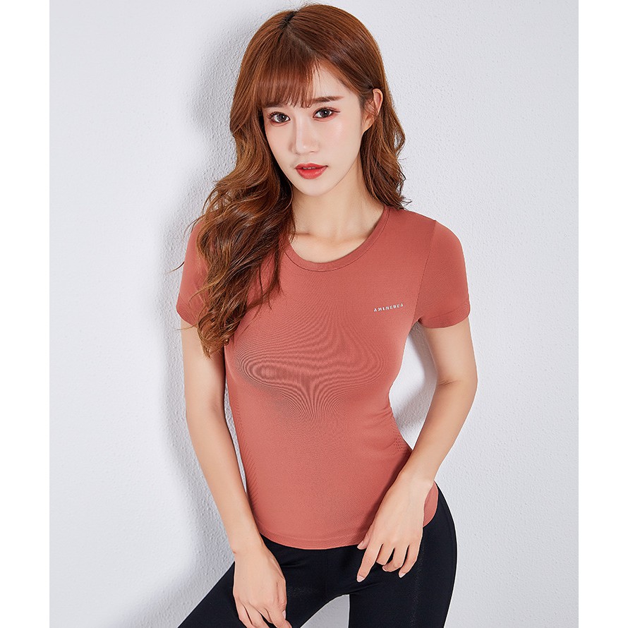 Áo thun nữ cộc tay vải dệt kim mềm mịn quảng châu cao cấp