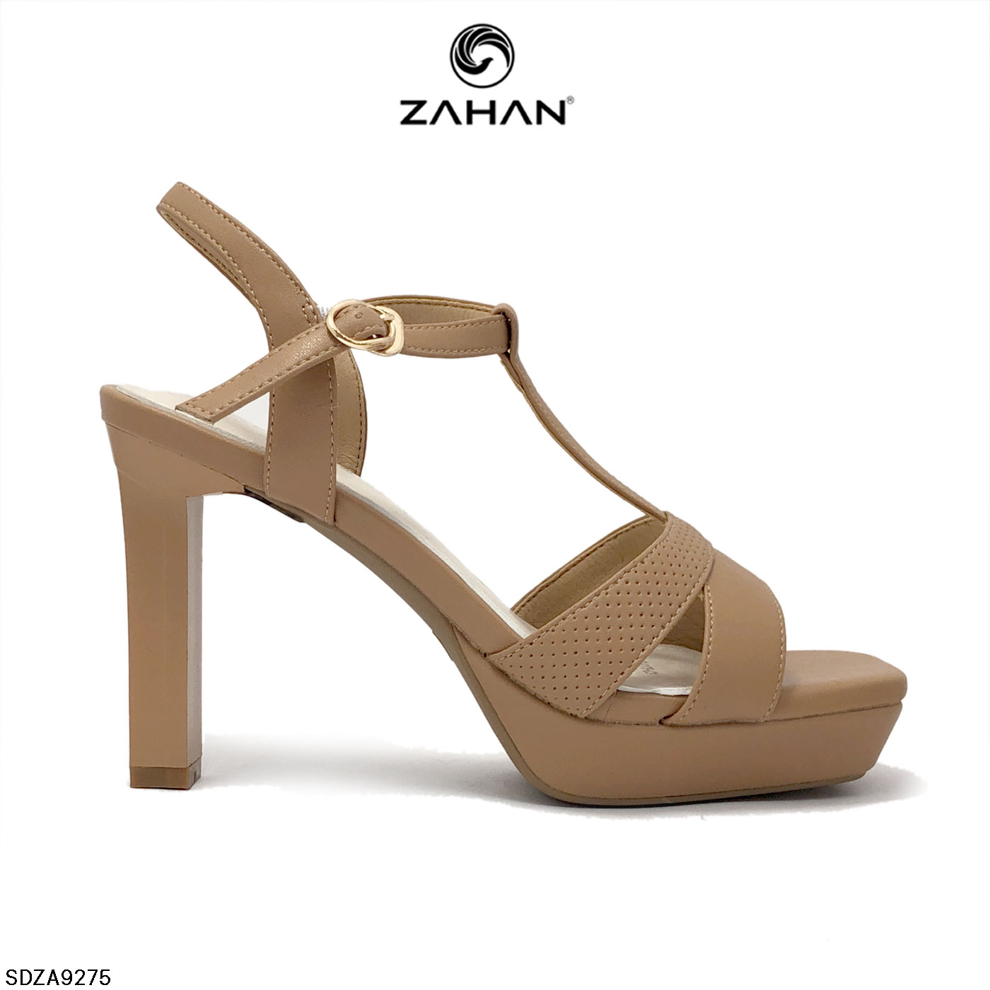 Sandal 2 quai, mũi vuông, đúp đế, 10 cm SDZA9275