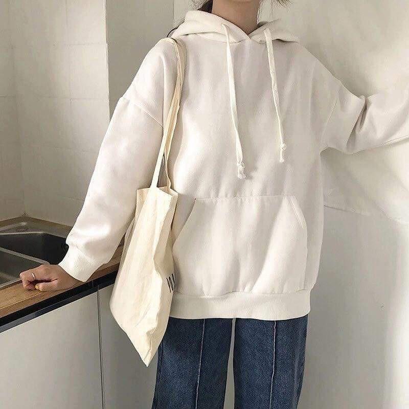 Áo Hoodie Trơn Nam Nữ Mặc Cặp Dáng Rộng Loại Đẹp Màu Đen Trắng HD101