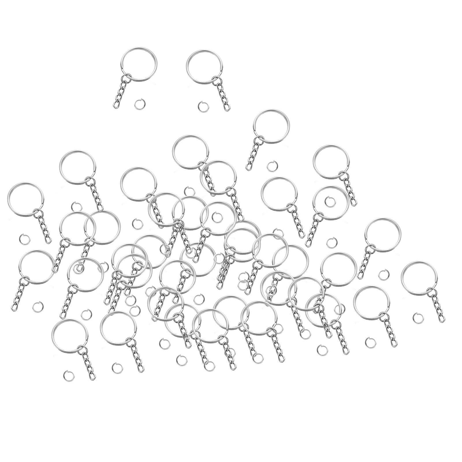 100x Split Key Chain  with Chain Decoration 25mm Holiday Metal Key Rings