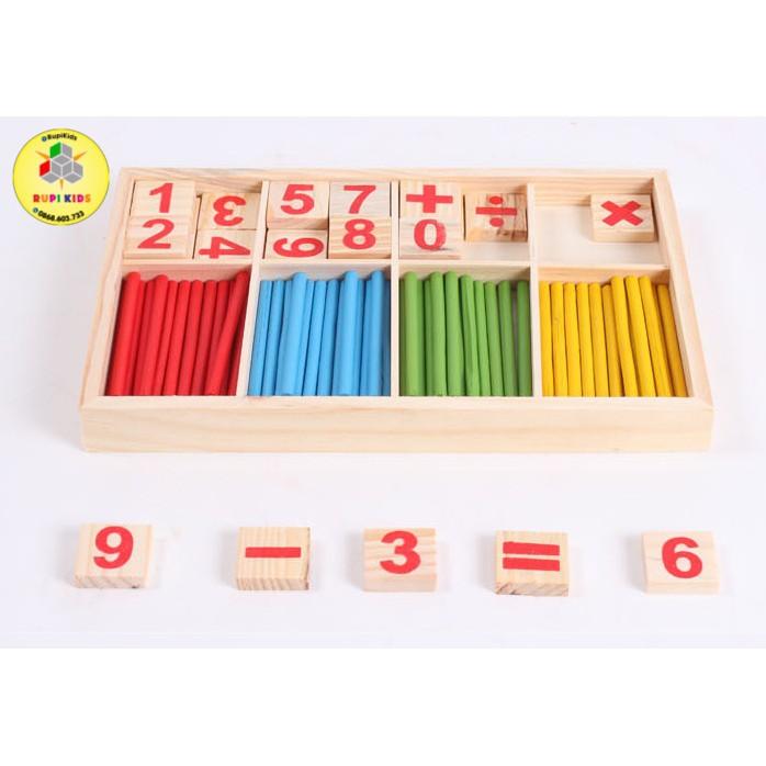 Đồ chơi gỗ - Bộ que tính gỗ học toán