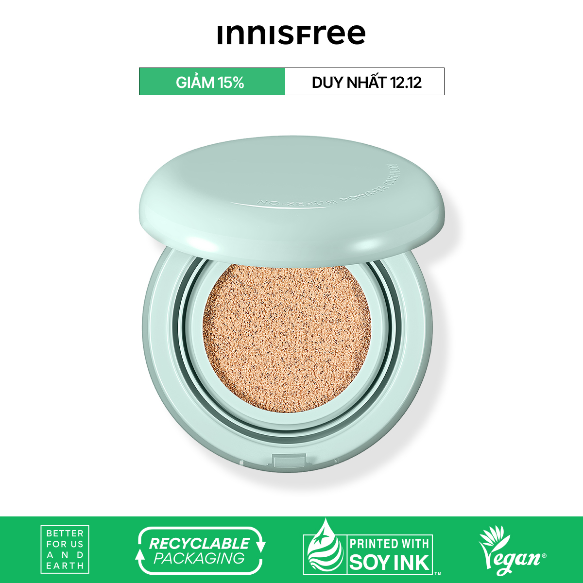 Phấn nước kiềm dầu innisfree No Sebum Powder Cushion 14 g