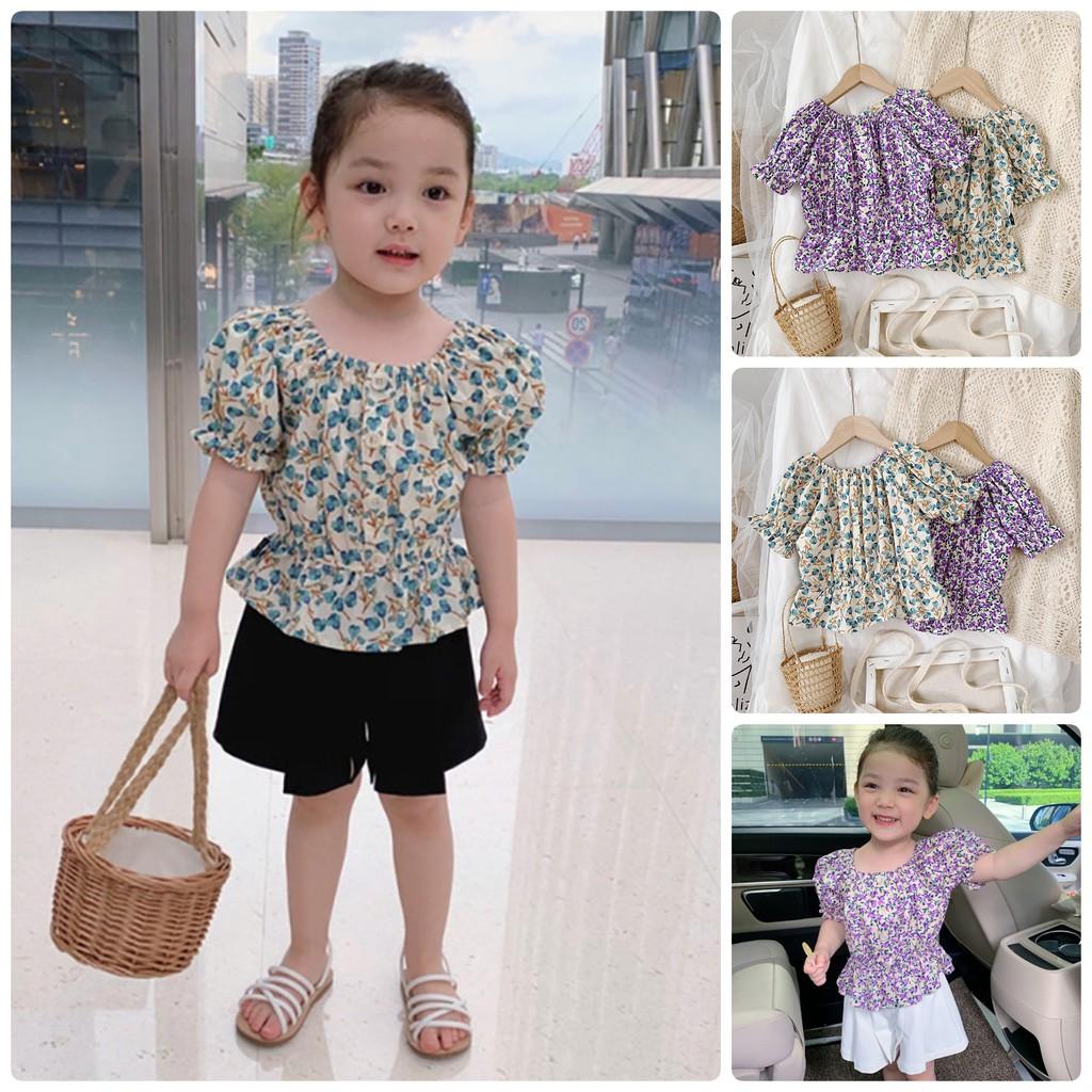 ATG15 Size 90-130 (6-25kg) Áo bé gái (kiểu croptop vải kate xô) Thời trang trẻ Em hàng quảng châu