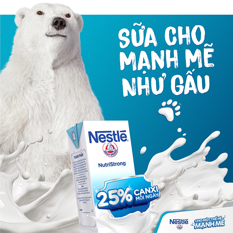 [PHIÊN BẢN THẺ CÀO MỖI LỐC] Thùng 48 hộp sữa Nestlé Gấu ít đường (48x180ml)