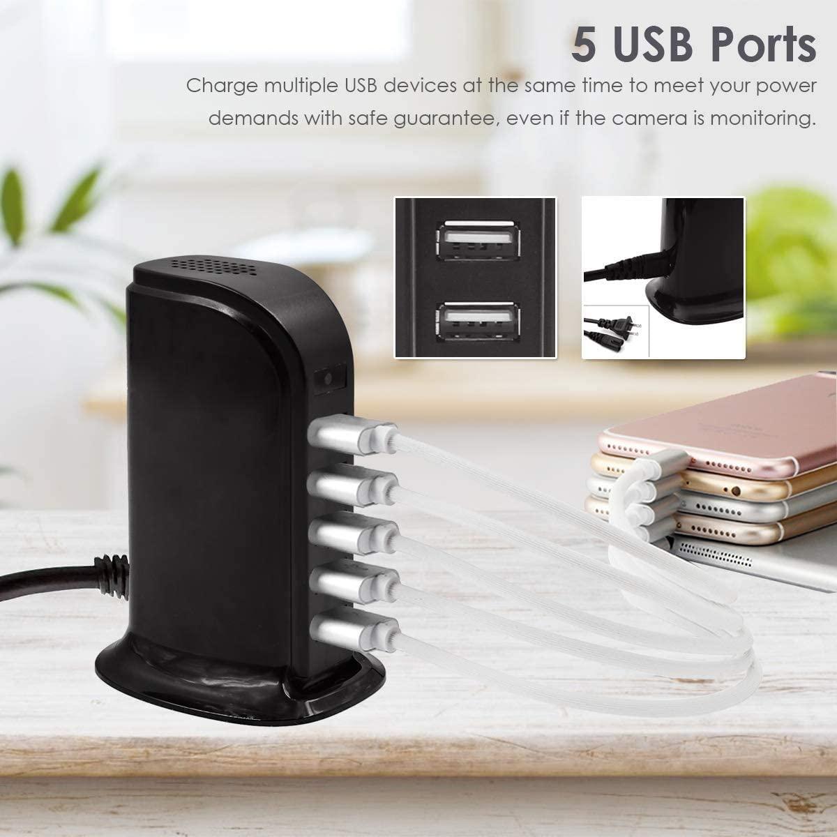 5 USB Port Charger Hub Convert Mini Camera WiFi Giám sát từ xa HD 1080p Phát hiện chuyển động Bảo mật Nhà giám sát video CAM Kích thước: Camera USB Hub Camera