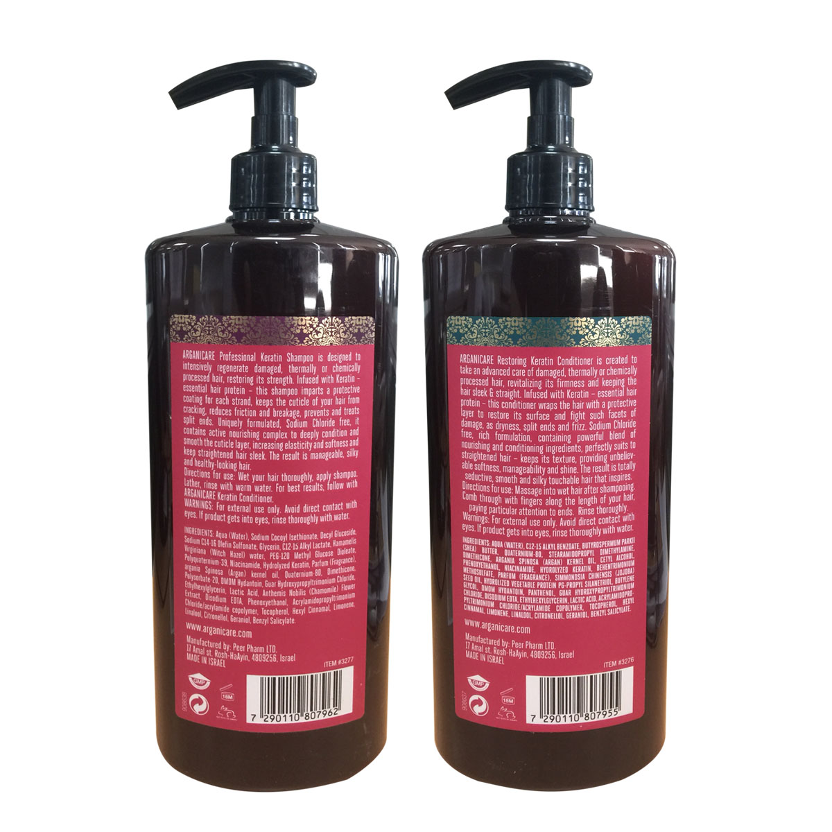 OMBO gội xả cho tóc hư tổn &amp; tóc làm hóa chất KERATIN ARGANICARE 750ml Israel + Tặng Xịt Dưỡng ARTE 120ml Hàn Quốc