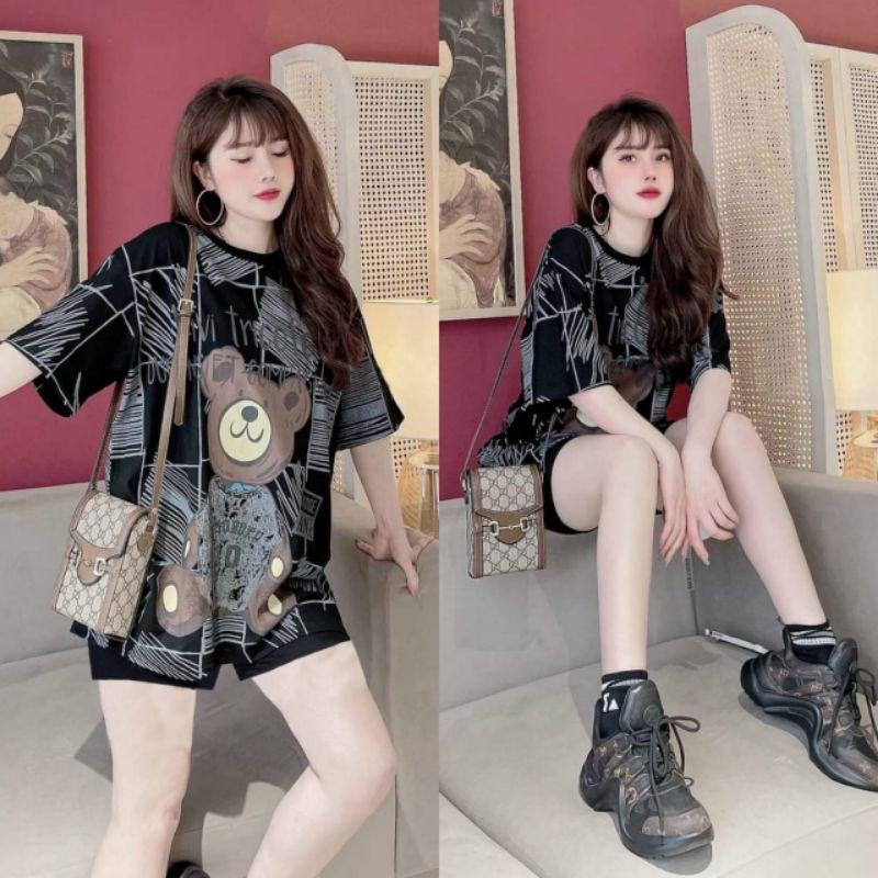 SÉT BỘ THỂ THAO FORM RỘNG PHỐI HỌA TIẾT GẤU