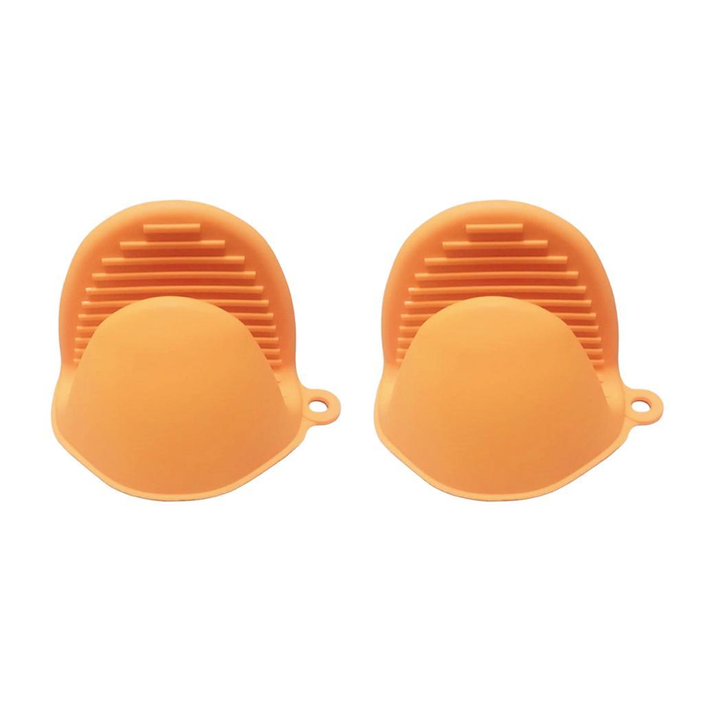 Kitchen Silicone Gloves Heat Resistant Potholders Oven BBQ Baking Hand Clips