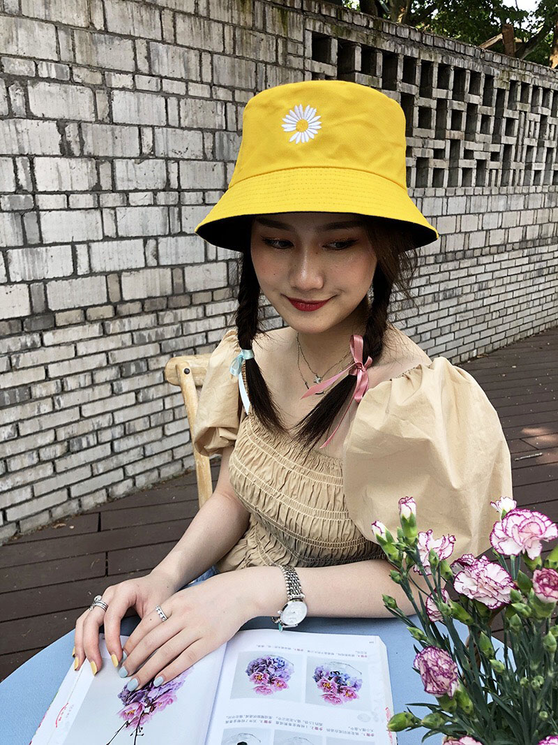 Mũ Bucket Sụp, Nón Bucket Nam Nữ Họa Tiết Hoa Cúc Siêu Xinh Xắn MD07