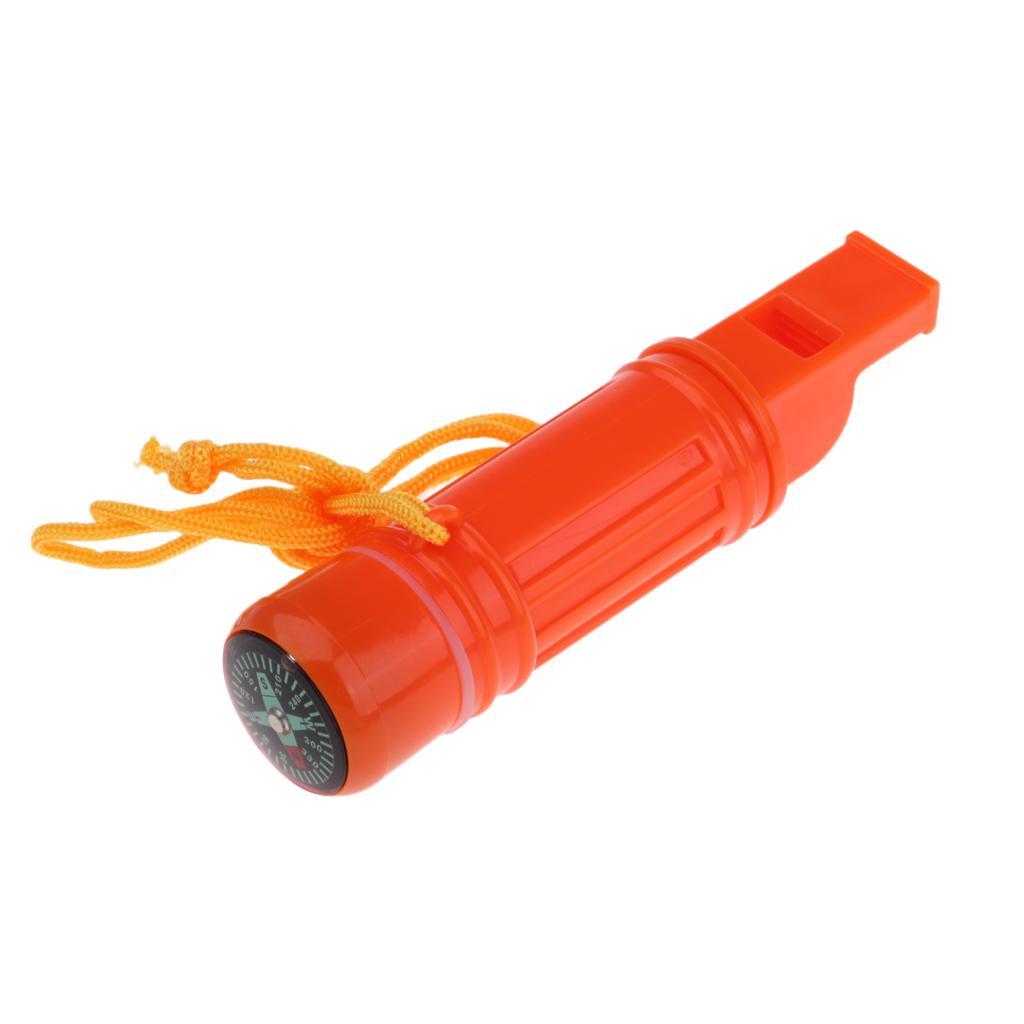 Multiuse Survival Tool Emergency Whistle Fire Starter Compass Signal Mirror