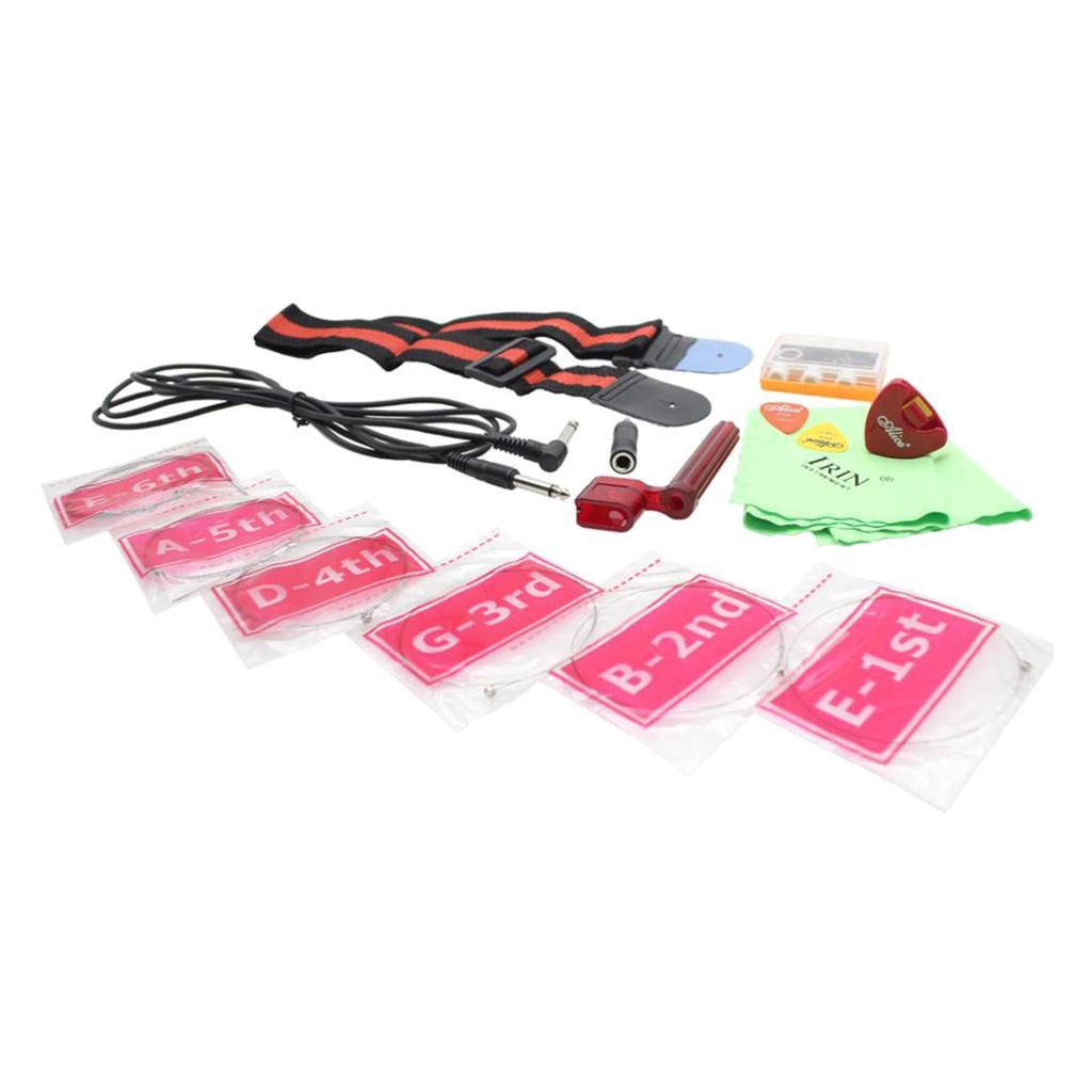 1 Pack Multi-colored Electric Guitar Replacement Parts, Strings Strap Pitch Pipe Cable Adapter String Winder