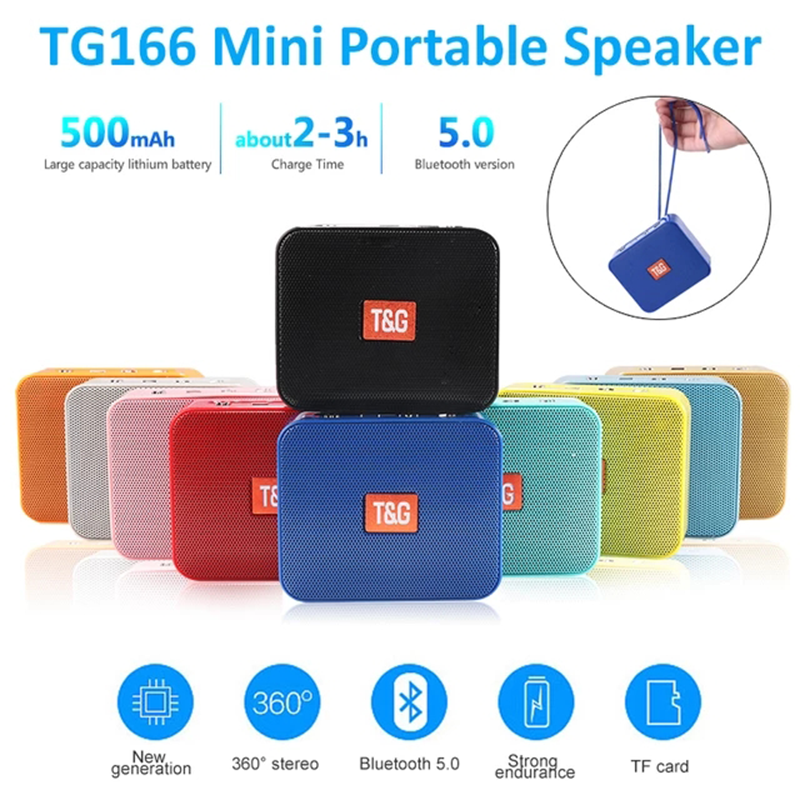 Loa Bluetooth 5.0 di động mini TG166 Loa siêu trầm cột không dây chống nước ngoài trời Hỗ trợ thẻ USB TF Micro Rảnh tay Màu sắc: Hồng