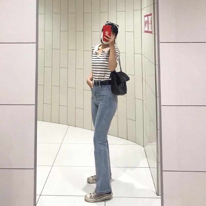 Quần jeans Luna ống loe cạp cao