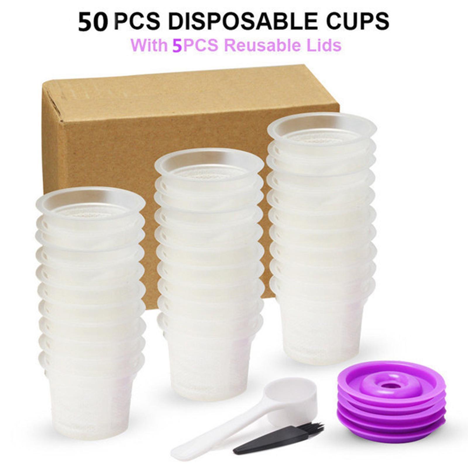 50x Coffee Filter Cups Acceesory Replacement with 5Pcs Lids for Kitchen Cafe