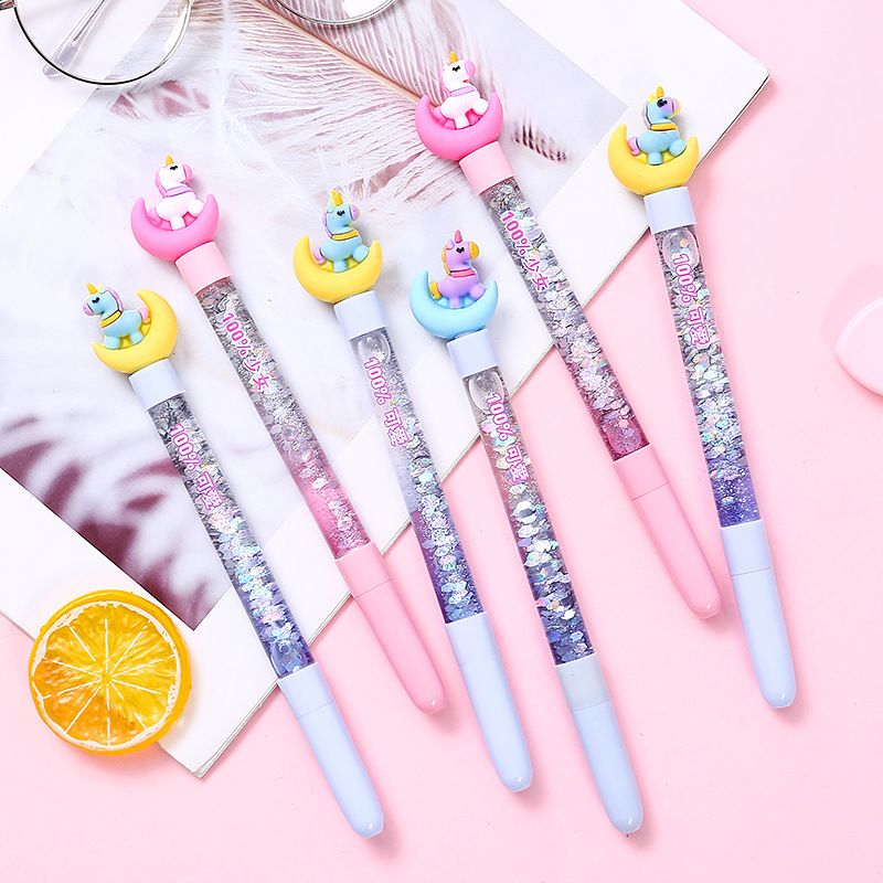 Bút Gel Kawaii Sáng Tạo Quicksand Unicorn (Màu Ngẫu Nhiên)